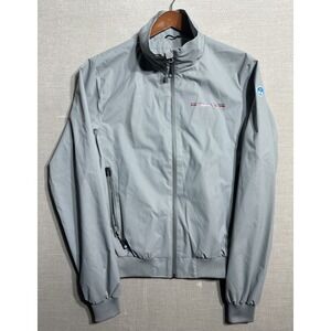 North Sails Mesh Lined Sailer Jacket Mens Medium Grey High Neck Full Zip Bomber